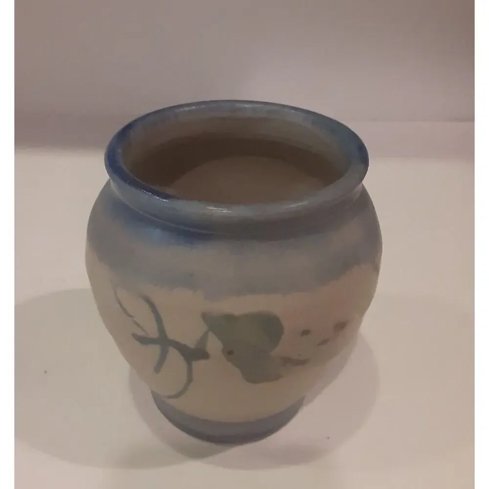 Artist Signed Benner Pottery Vase Blues & Greens Versatile Decor